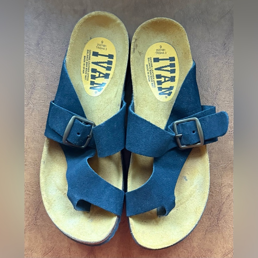 Ivan Trisha 3 Suede Leather Cork Sandals Spain Size 9 - Picture 4 of 6